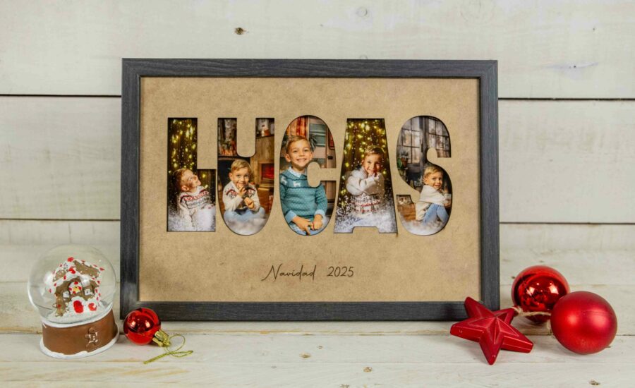 Cuadro Personalizado De Navidad Con Nombre Y Fotos