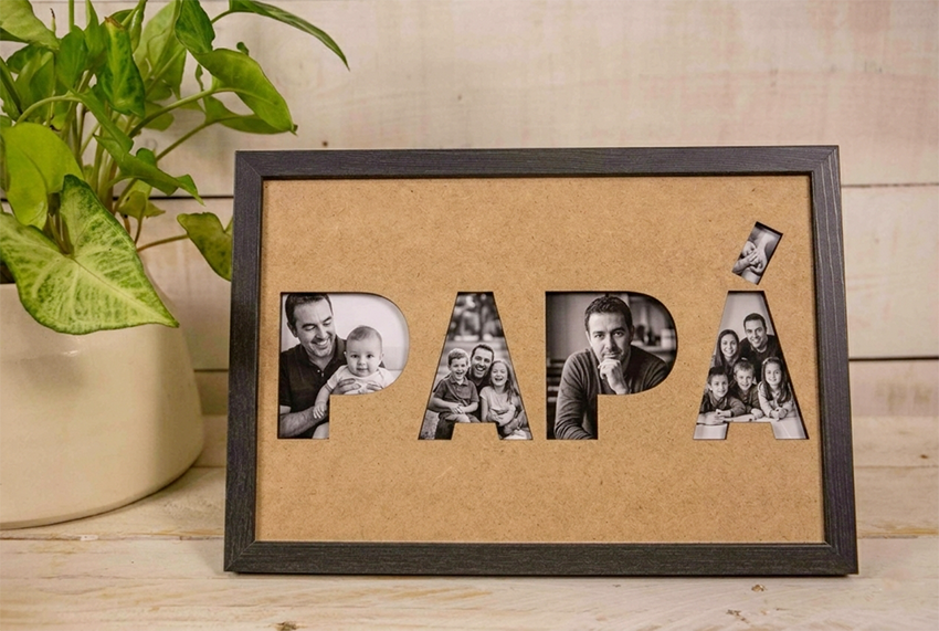 Marco Personalizado Papá con Fotos en Madera Negra 20×30 cm | Regalo Original para Papá