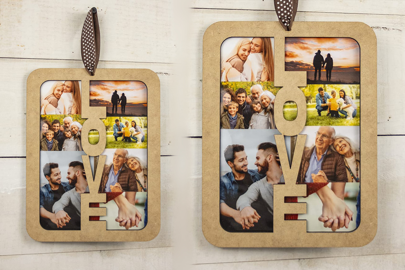 Marco de Fotos Personalizado Love en Madera | Regalo Romántico con Fotos