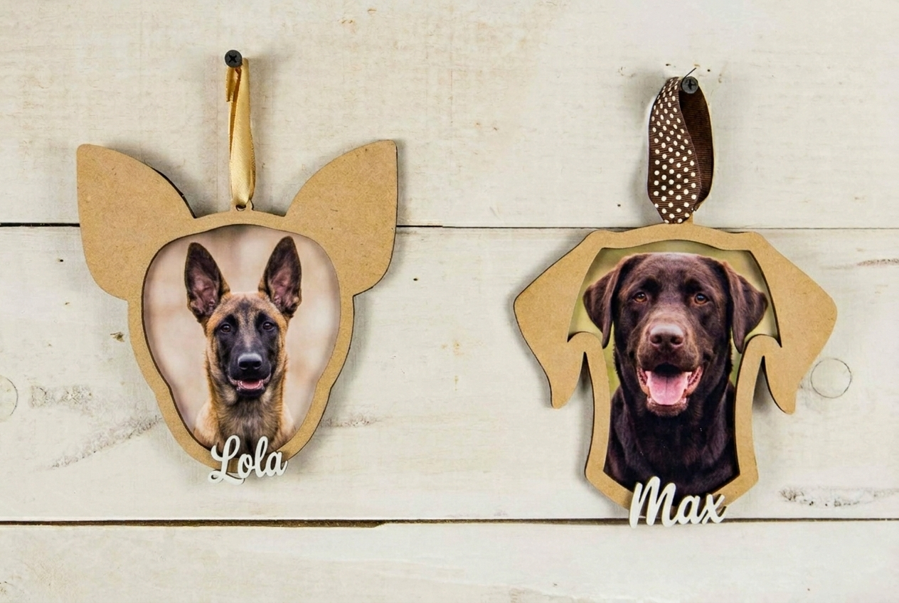 Marco Personalizado para Perros con Foto y Nombre – Cuadro de Madera DM 15×20 cm