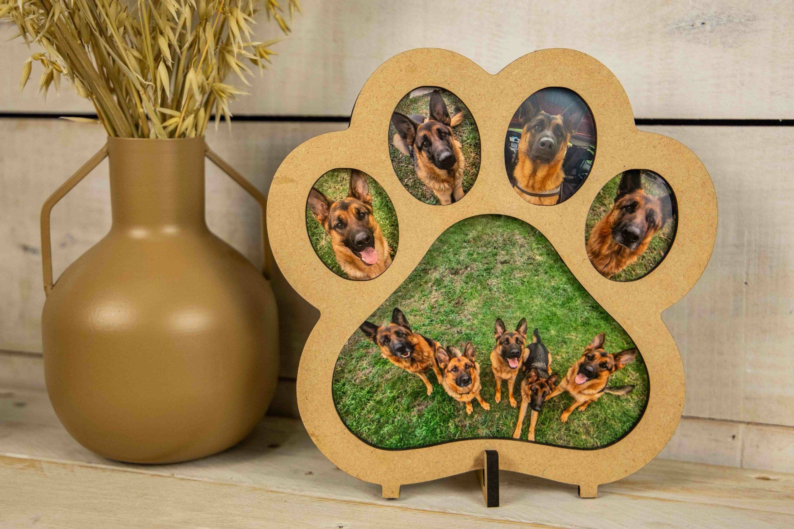 Marco Huella Perro Personalizado en Madera con Fotos y Nombre pequeño – Portafotos Mascota Artesanal